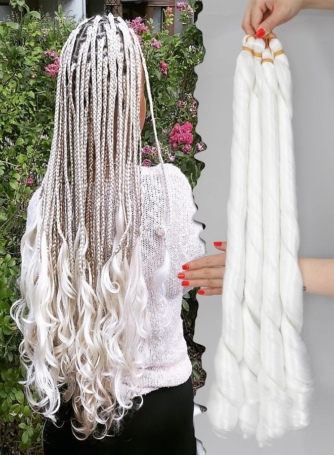 Yuriait French Curl Braiding Hair White 24 Inch Loose Wave Spiral Crochet Hair for Women Pre Stretched with Curly Ends for Box braids Boho Twist Bouncy Curls Extensions (24in, 4packs, white#) - Image 1